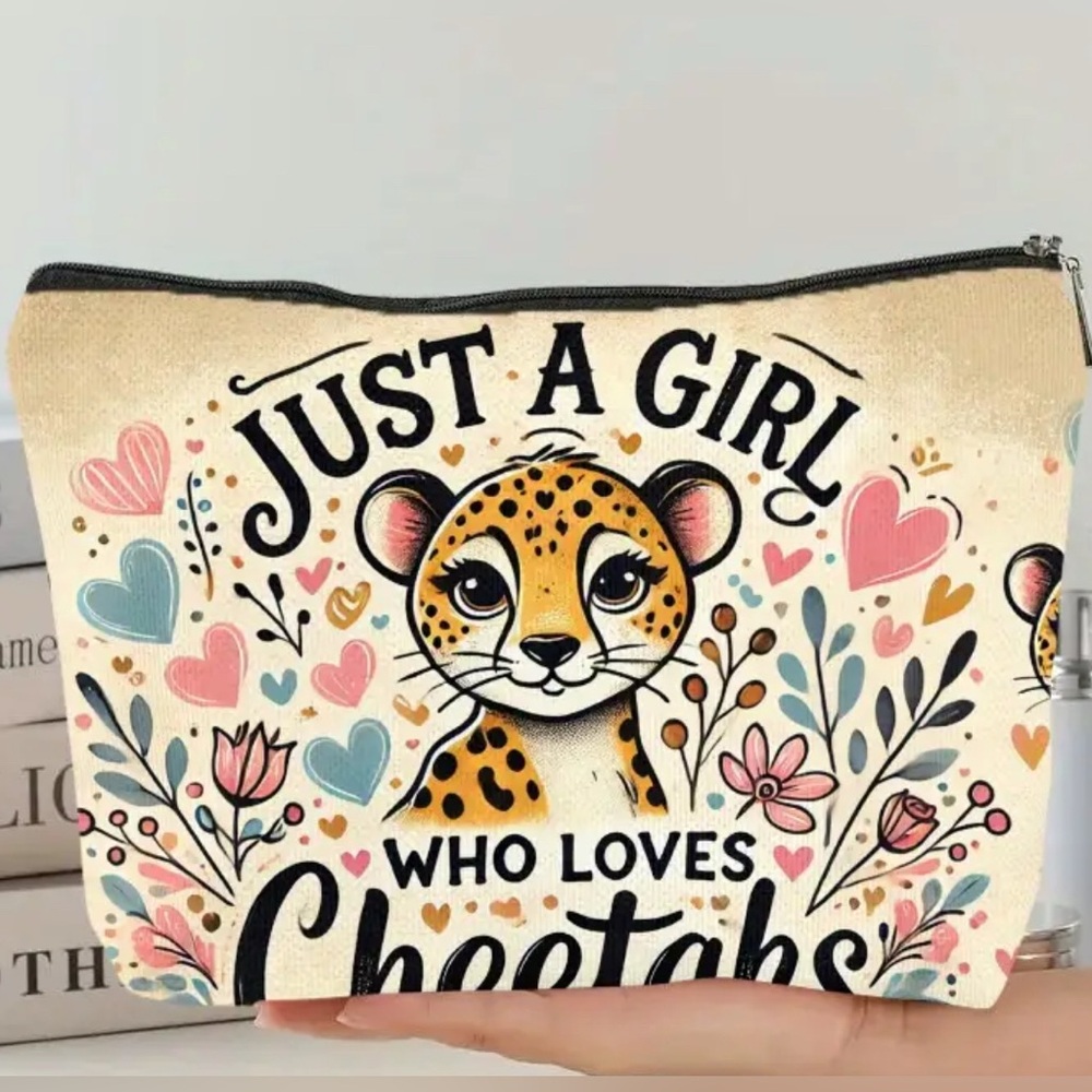 Cheetah Print Women's Bag - Cream “Just a Girl who loves Cheetahs”